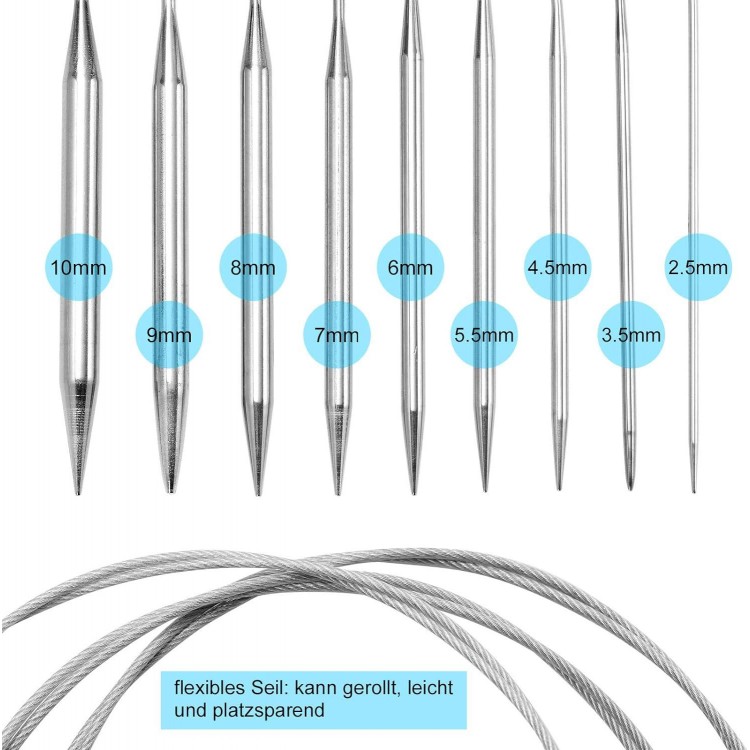 Circular Knitting Needles Set Stainless Steel