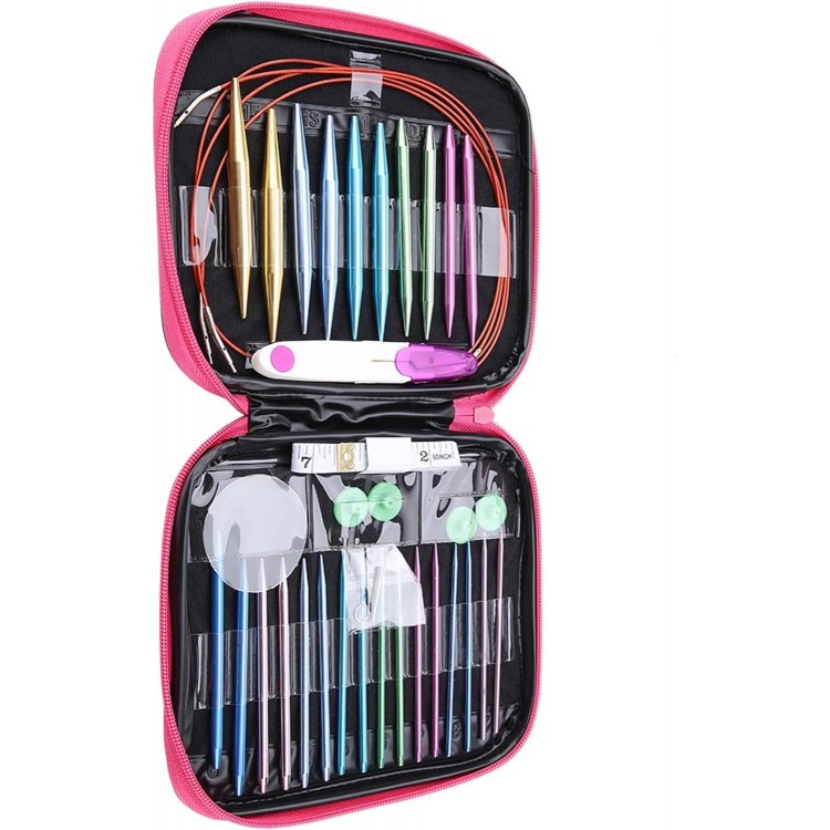 26 Interchangeable Aluminum Knitting Needles with 4