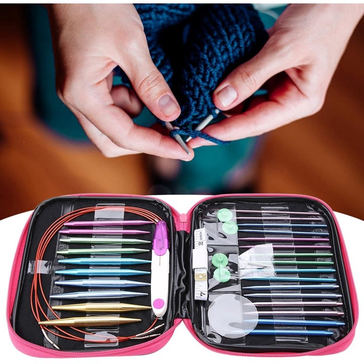 26 Interchangeable Aluminum Knitting Needles with 4