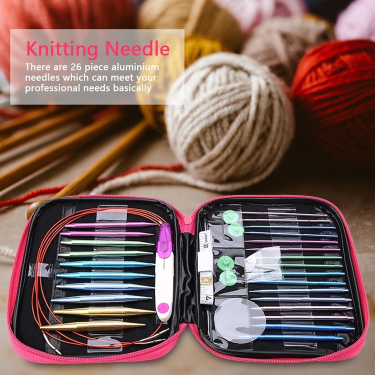 26 Interchangeable Aluminum Knitting Needles with 4