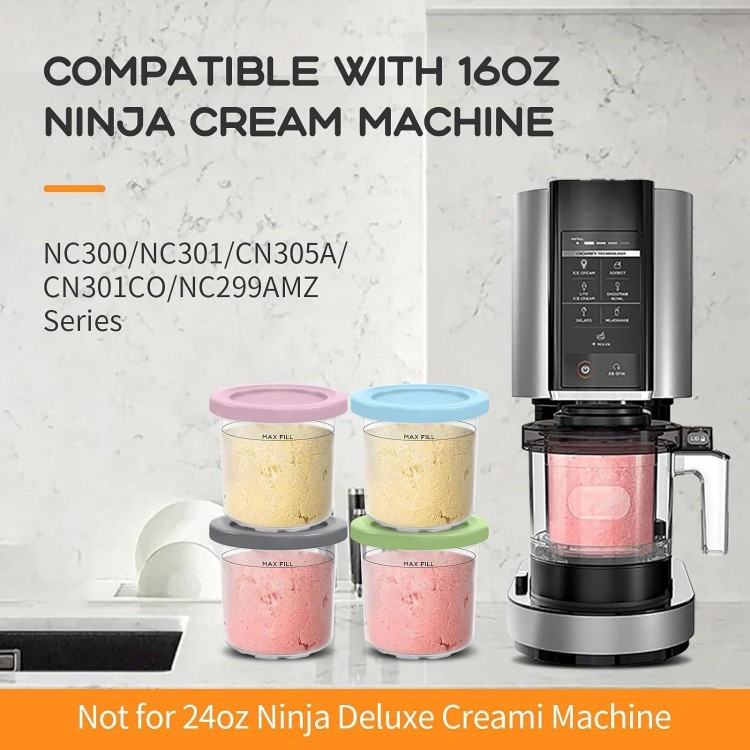 4 Pack Creami Containers for Ninja Ice Cream Maker
