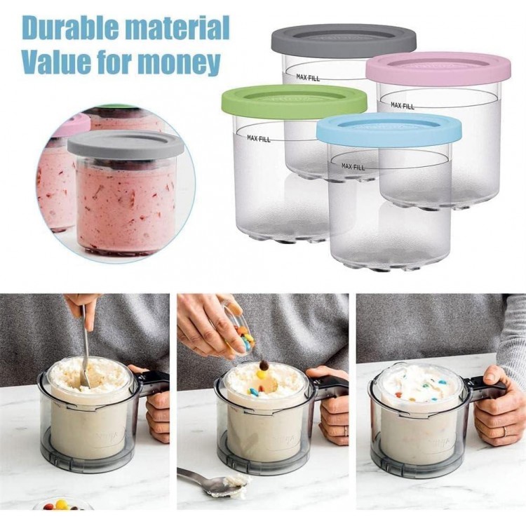 4 Pack Creami Containers for Ninja Ice Cream Maker