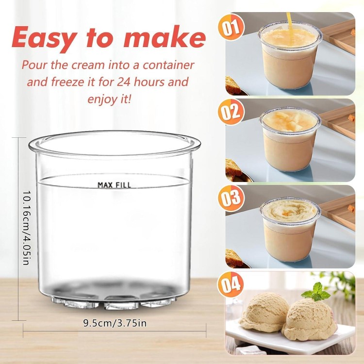 4 Pack Creami Containers for Ninja Ice Cream Maker