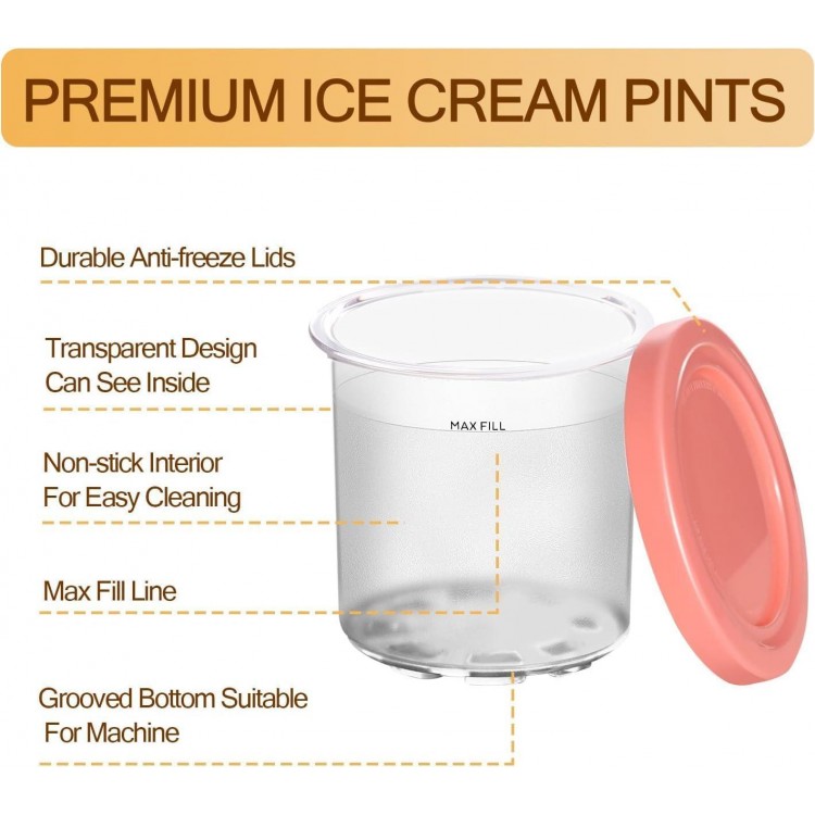 4 Pack Creami Containers for Ninja Ice Cream Maker