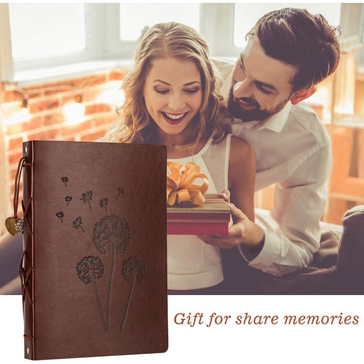 Photo Album for DIY Leather Scrapbook Black Pages Refillable Photo Book