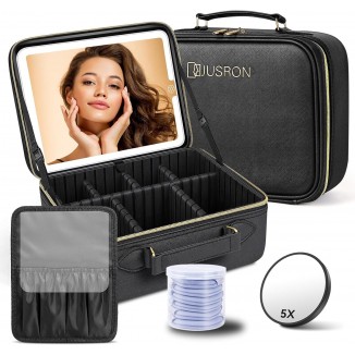 Travel Makeup Bag with LED Mirror, Portable Cosmetic Organizer
