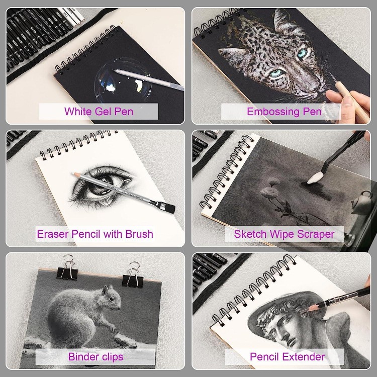 60pcs Drawing Set Sketching Pencils Art Supplies for Adults Artist