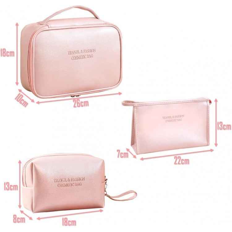 3 Pcs Cosmetic Bag, Portable Travel Make Up Bag