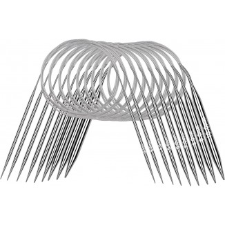 Circular Knitting Needles 100 cm, 9 Pieces Stainless