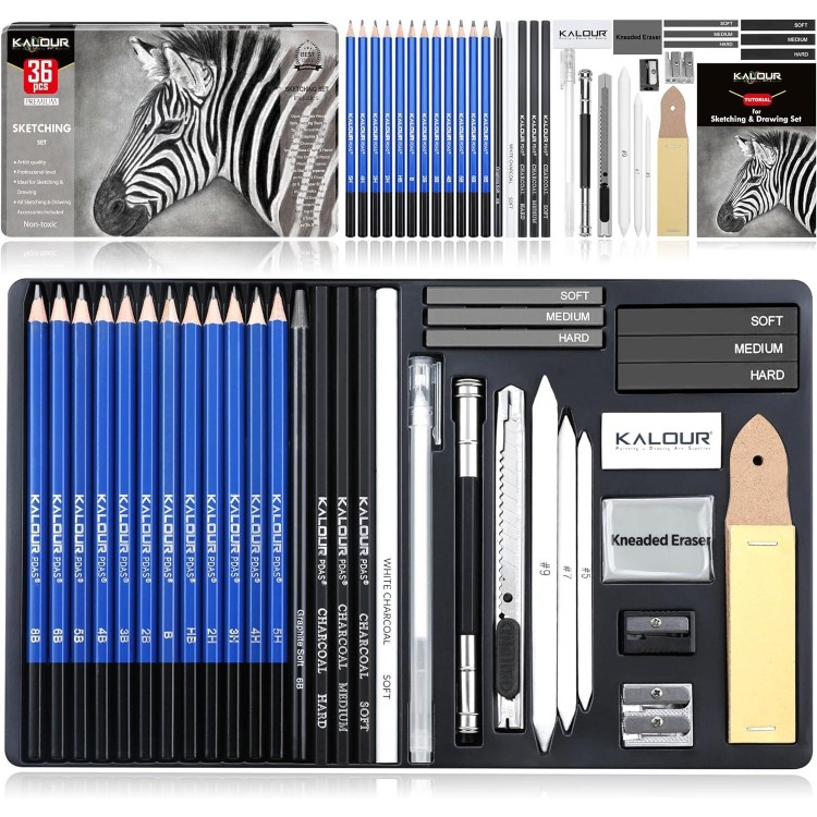 36 Pieces Drawing Set Sketching Kit Professional Art Sketching Accessories