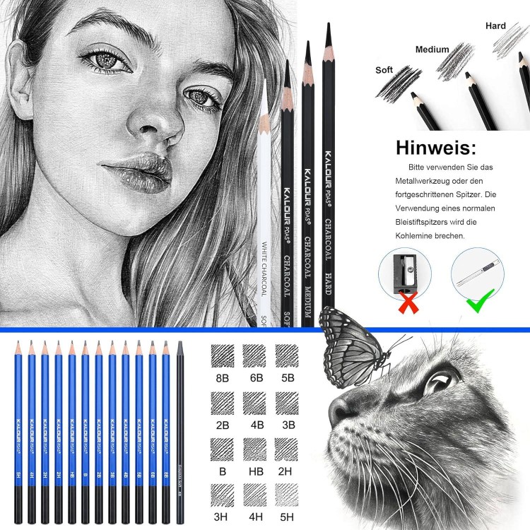 36 Pieces Drawing Set Sketching Kit Professional Art Sketching Accessories