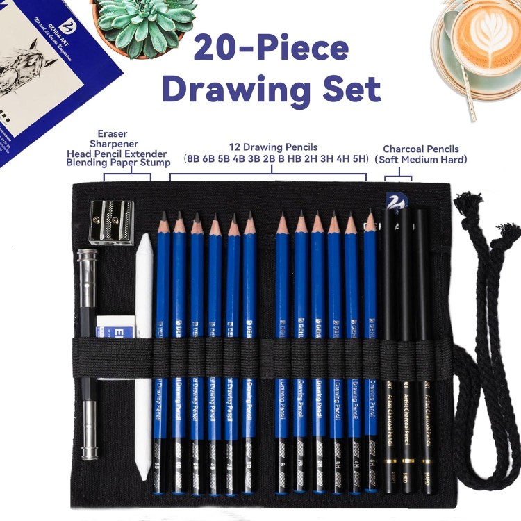 Drawing Pencils and Sketch Set Professional 20 Pieces Drawing