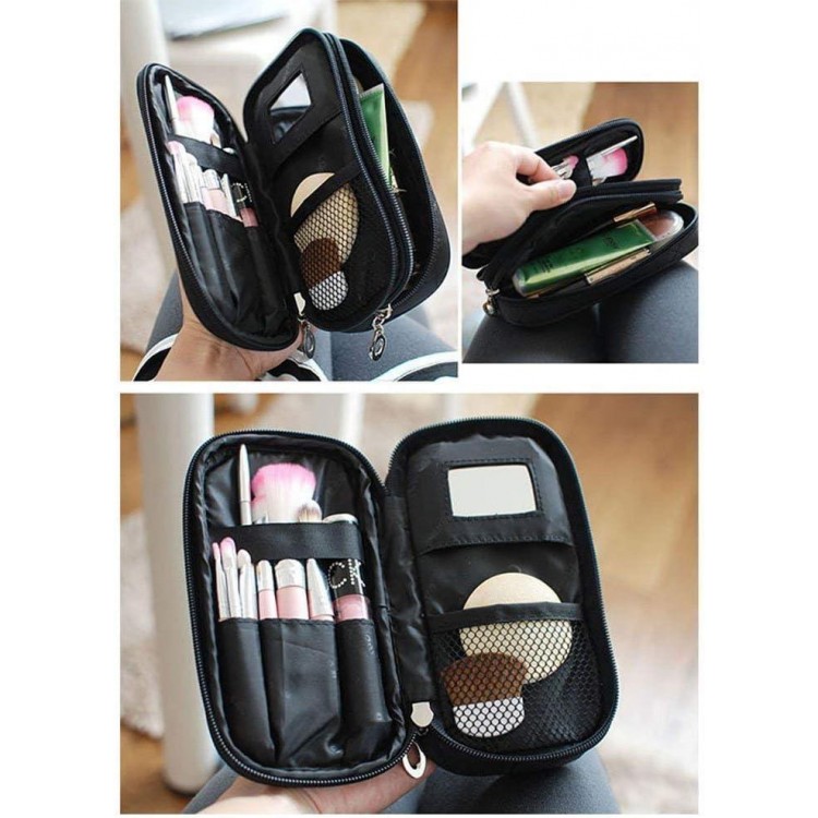 Makeup Bag for Women with Mirror Beauty Makeup Brush Bags