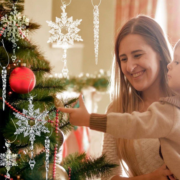 18 Piezas Acrílico Decoración Navideña, árbol de Navidad Adornos Colga