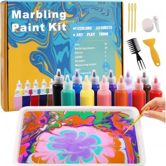 Pintura con Mármol de Agua - Kit de 12 colores para Artes y Manualidad