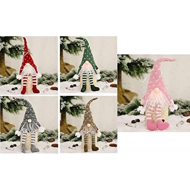 4-Pejiijar 5 Piezas Gnomo de Navidad Gnomo Navideñ Decoración con Luz