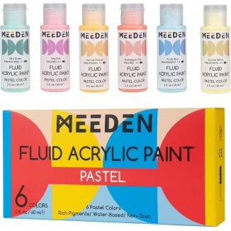 Conjunto de Pintura acrílica rosa fluida MEEDEN, 6 colores (2 onzas, 6