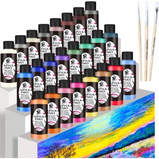 TBC Pintura Acrílica 24 x 60 ml (2fl.oz) en Botes Kit con 3 Pinceles y