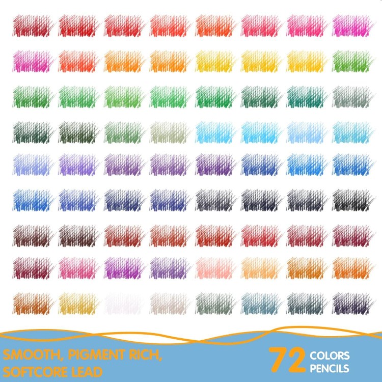 Juego 72 Lápices Colores Profesionales con Bolsa de Cremallera Portáti