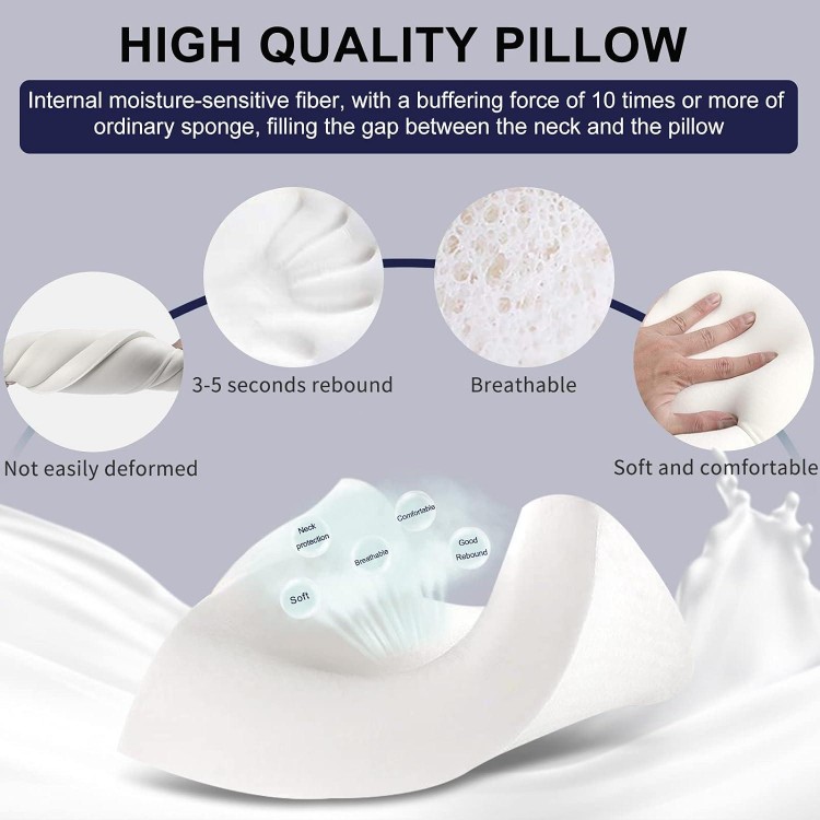 Fityou Almohada Viscoelastica, Almohada Cervical Antiacaros con 3D Mal