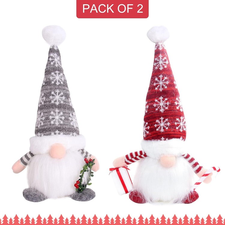 QIFU Gnomos Navideña, Paquete de 2 gnomos navideños, gnomo Sueco de Sa