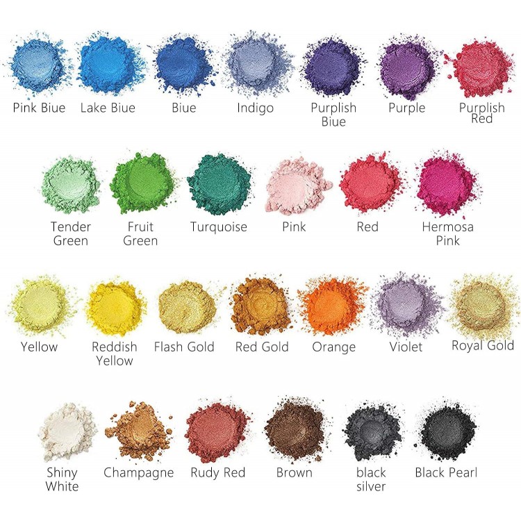 Pigmentos Para Resina Epoxi de 26 Colores, Polvo Mica de Grado CosméTi