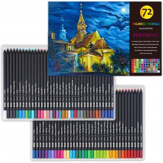 HIFORNY Lápices de Colores Premium Black Edition para Colorear Adultos