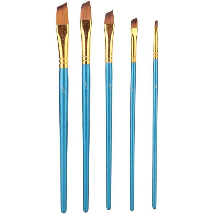 5pcs pinceles de pintura de pincel de dibujo de pelo de nylon azul set
