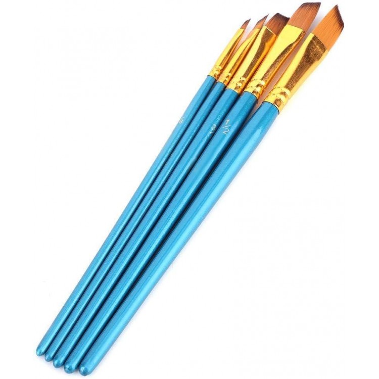 5pcs pinceles de pintura de pincel de dibujo de pelo de nylon azul set