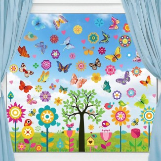 FullJoyHut Pegatinas de ventana de Primavera Grande Pegatinas de Antic