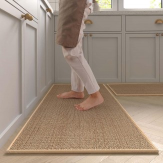 Taywes Alfombra de cocina lavable antideslizante de sisal, alfombra de