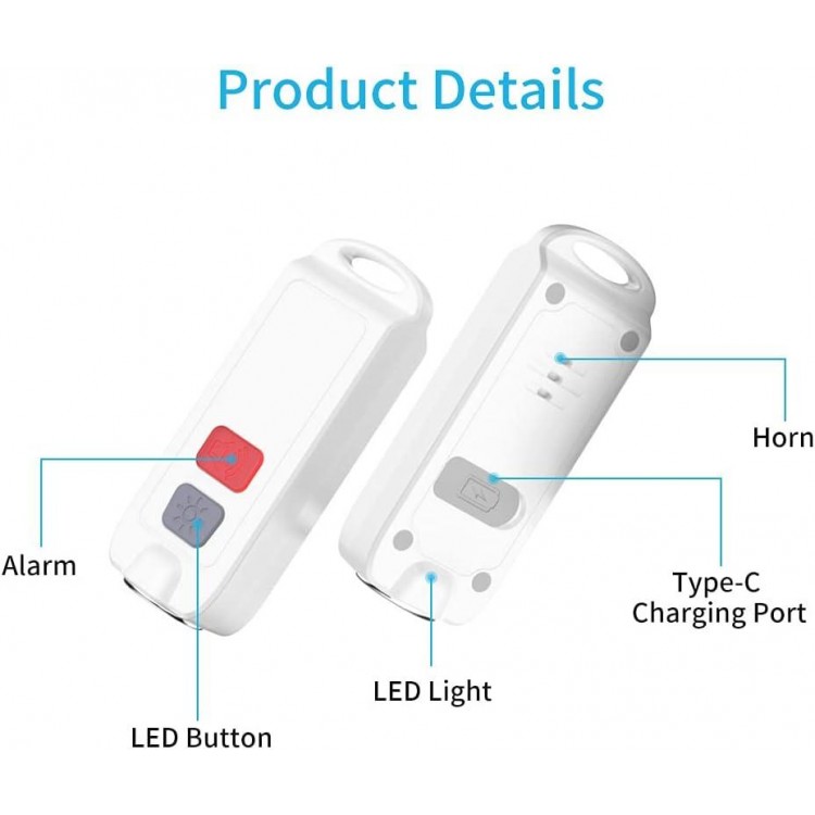 eMylo Alarma de Seguridad Personal de 130dB, Llavero de Alarma de auto