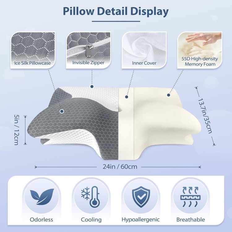 HOMCA Almohada Cervical de Espuma Viscoelastica, Almohada para Dormir