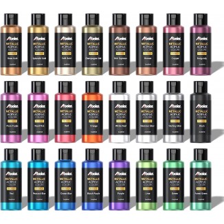 ABEIER Pintura Acrilica Metalizada, Set de 24 Colores × 60ml, No Tóxic