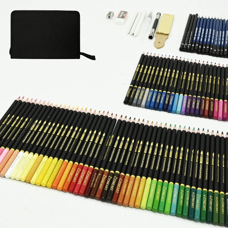 Lápiz de colores profesional, 96 lápices acuarelables y lápiz de dibuj