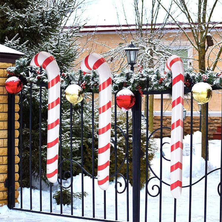 3 uds. De Bastones de Caramelo inflables de 87cm, Adornos navideños de