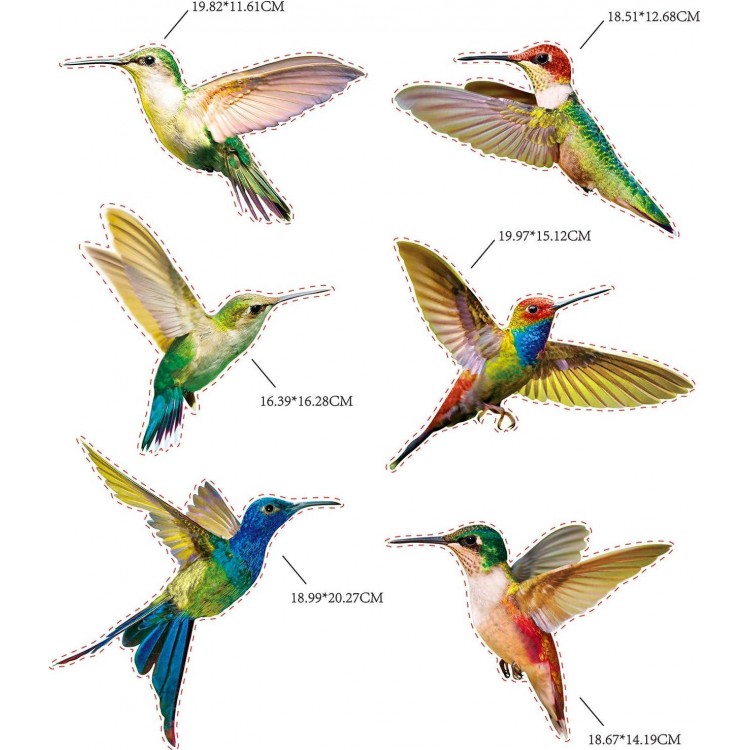 6 Piezas Colibríes Se Aferra a Ventana Adhesivos de Ventana Anticolisi