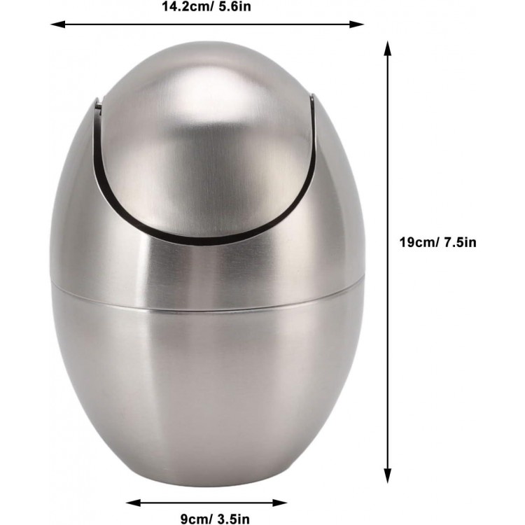 Mini Poubelle avec Couvercle, Poubelle de Bureau en Acier Inoxydable e