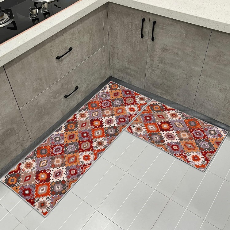 PQCXXA Lot de 2 Tapis de Cuisine antidérapant et Durable,Tapis de Pail