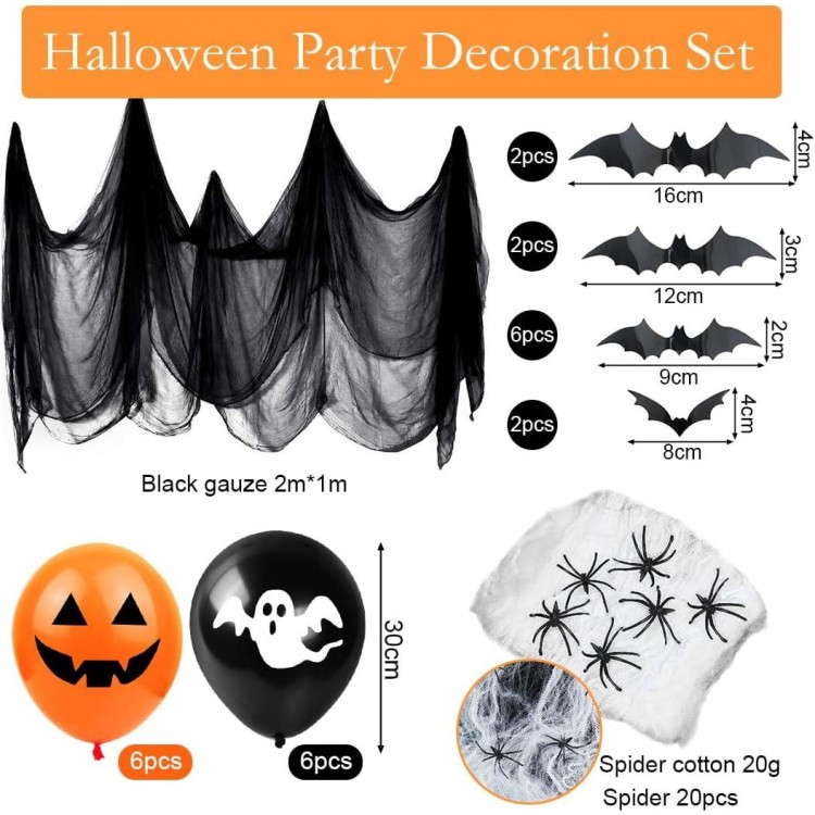 Decoration Halloween, 70 Pièces Kit Halloween Deco avec Ballons, Tissu