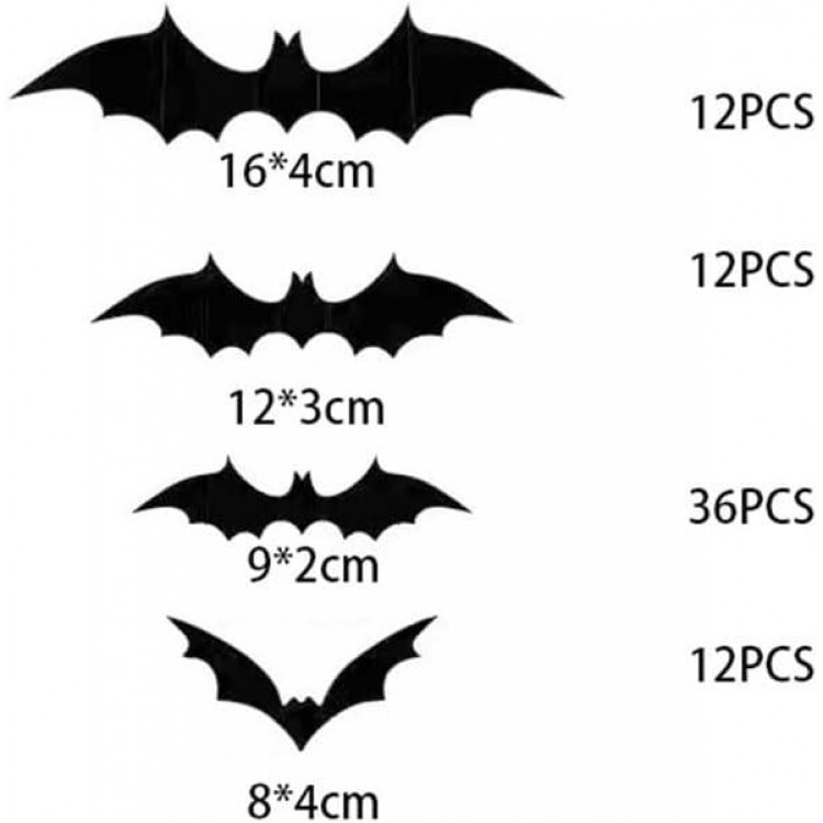 YANGWEN 72Pcs Halloween Chauve-Souris Stickers Halloween 3D Bat Sticke