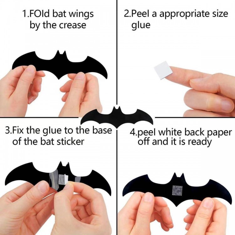 YANGWEN 72Pcs Halloween Chauve-Souris Stickers Halloween 3D Bat Sticke