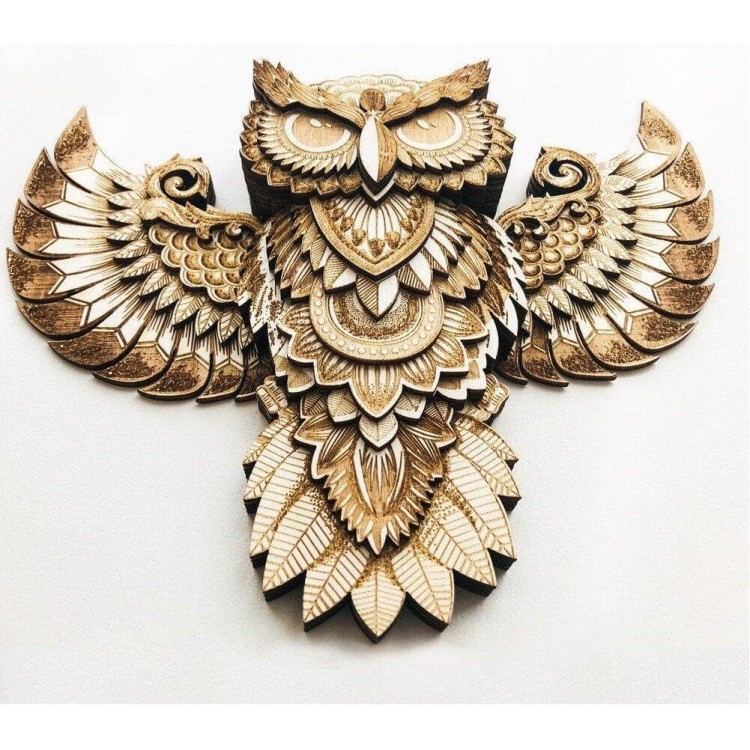 Luxylei Ornement De Hibou En Bois, Statue Murale Suspendue, Mignon, Ar