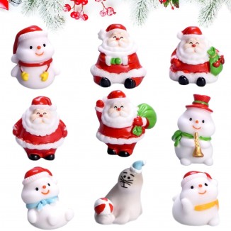 9 Pièces Figurines Noël Miniature Décorations de Noël Petit Bonhomme d