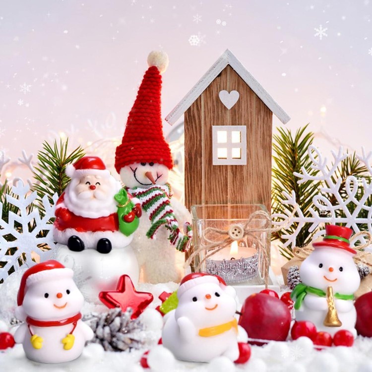 9 Pièces Figurines Noël Miniature Décorations de Noël Petit Bonhomme d