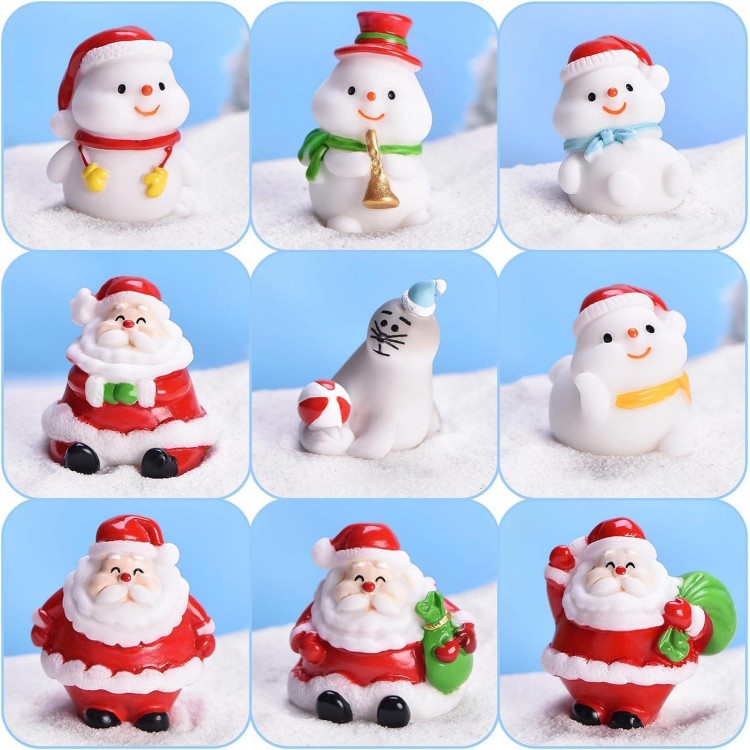 9 Pièces Figurines Noël Miniature Décorations de Noël Petit Bonhomme d