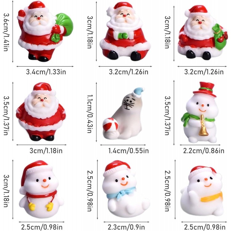 9 Pièces Figurines Noël Miniature Décorations de Noël Petit Bonhomme d