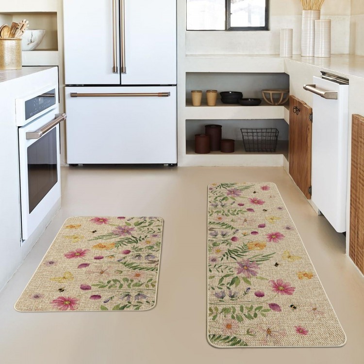 Artoid Mode Fleur Printemps Tapis de Cuisine Lot de 2, Maison Décorati