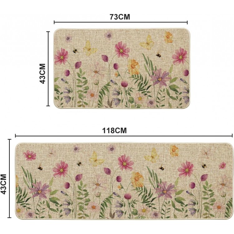 Artoid Mode Fleur Printemps Tapis de Cuisine Lot de 2, Maison Décorati