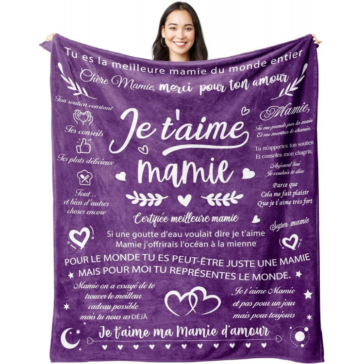 Juratar Cadeau Fête des Grand Mère, Plaid Couverture Polaire Cadeau d'